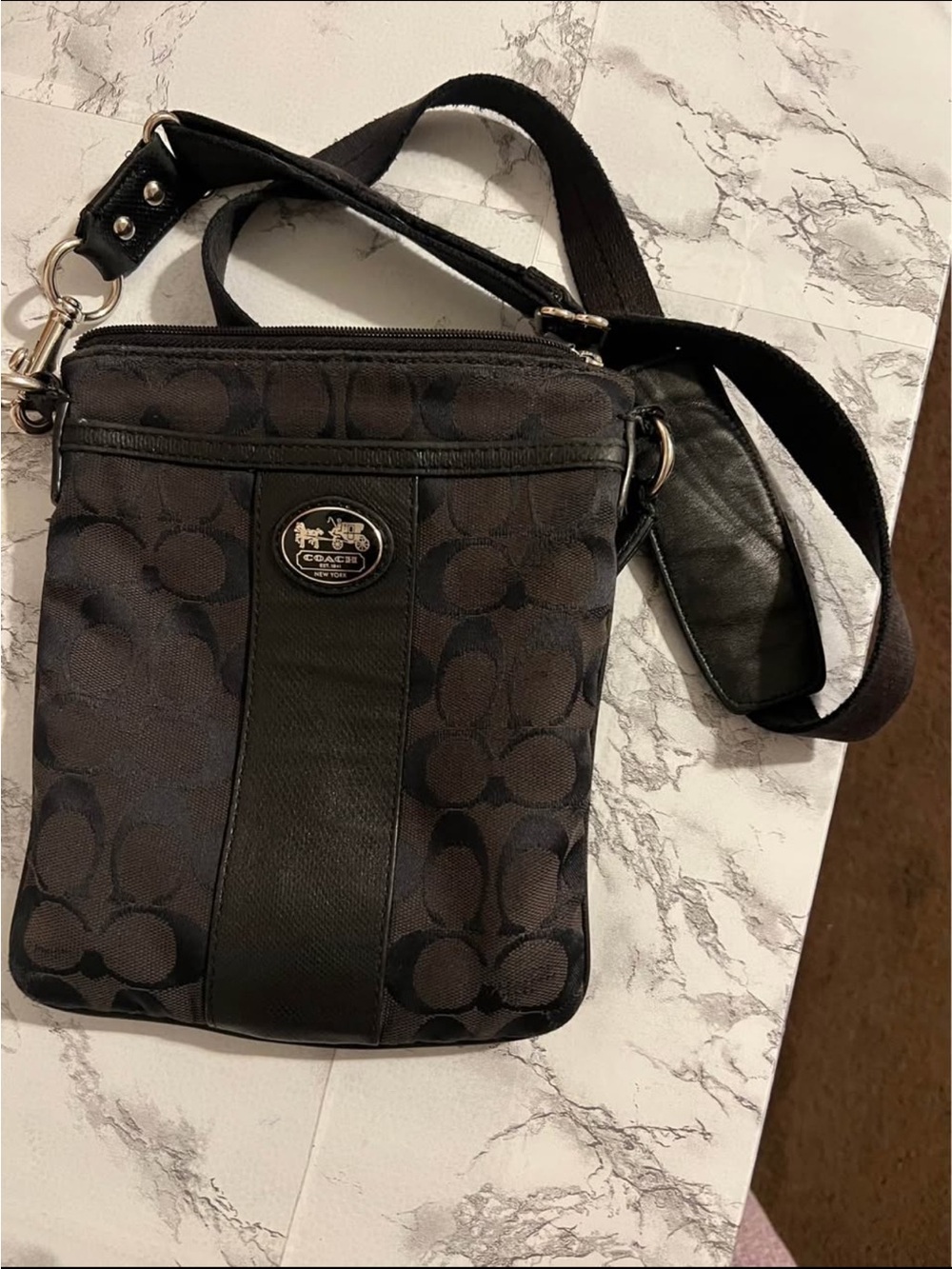 Coach Black Signature Canvas Messenger Bag